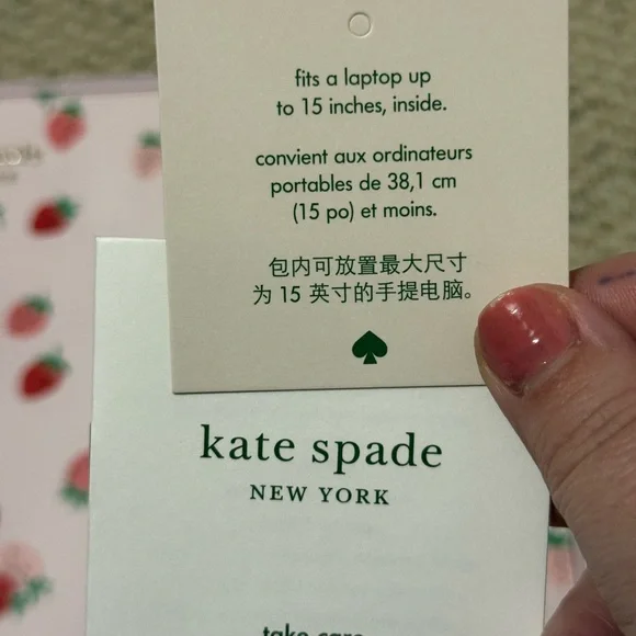 Kate Spade Pink Strawberry Laptop sleeve - Picture 2 of 5